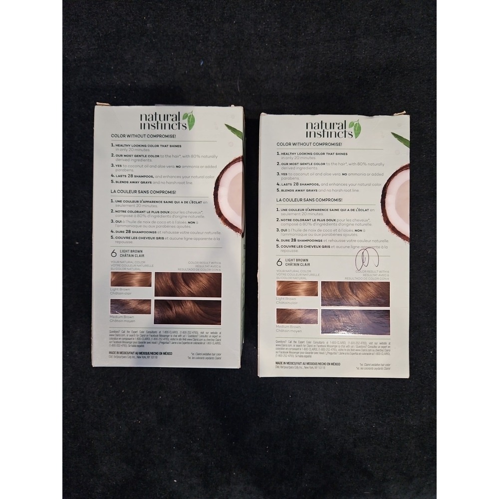 2 Clairol Natural Instincts Hair Color Dye 6 Light Brown All Natural Vegan NEW - Picture 4 of 8